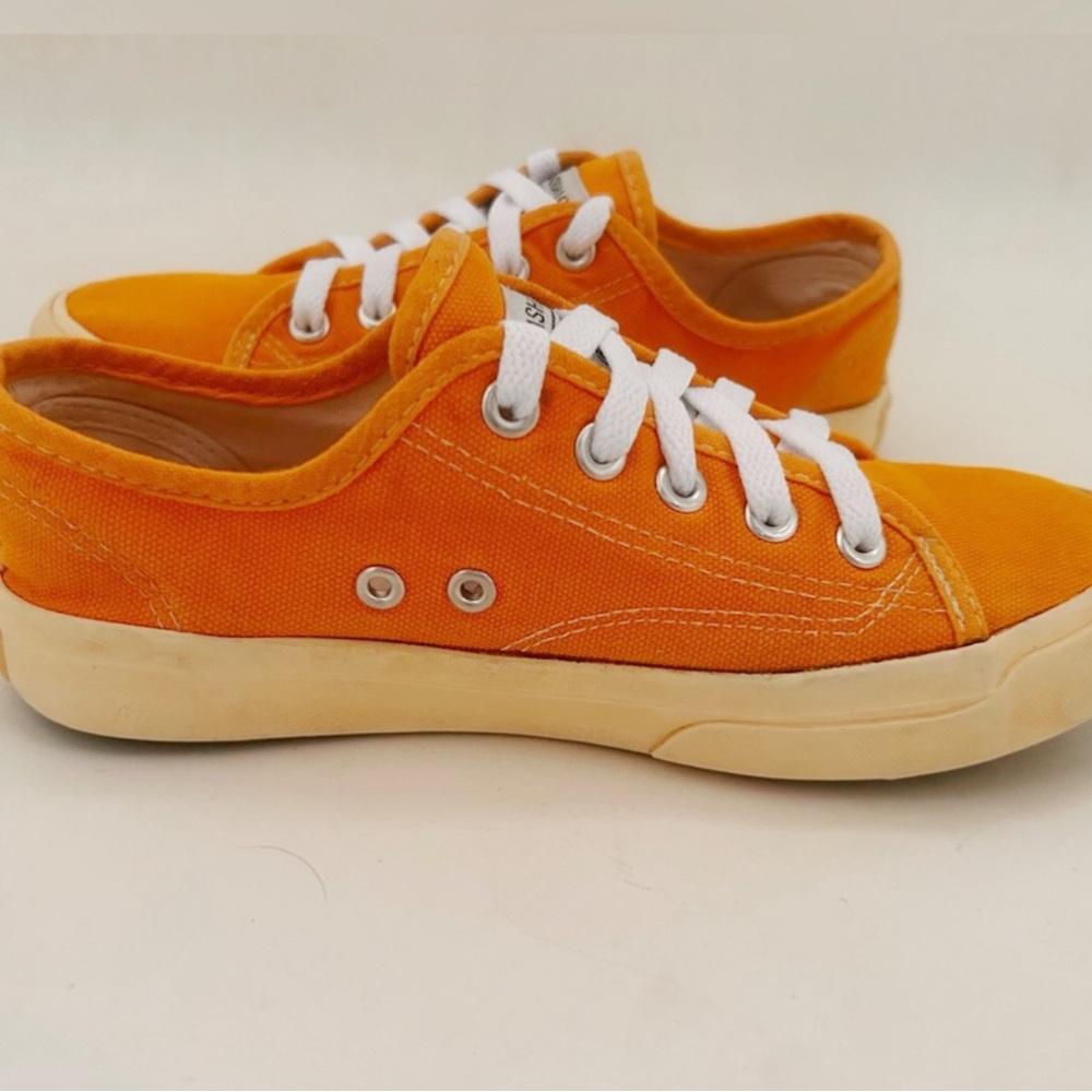 Kids Mustard Yellow Canvas Sneakers – Youth Size 4 Kids Shoes. Casual Lace Up